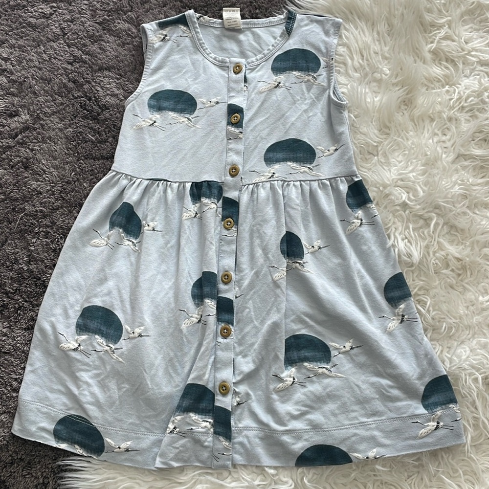 Kate Quinn 5Y Cranes Button Down Dress Bamboo